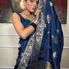 Opulent Navy Blue Soft Silk Saree With Exquisite Blouse Piece