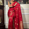 Bewitching Red Soft Silk Saree With Conflate Blouse Piece