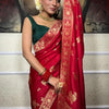 Bewitching Red Soft Silk Saree With Conflate Blouse Piece