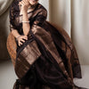 Ravishing Brown Soft Silk Saree With Designer Blouse Piece