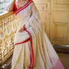 Unique Off White Cotton Silk Saree With Ravishing Blouse Piece