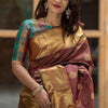Energetic Brown Soft Silk Saree With Innovative Blouse Piece