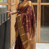Energetic Brown Soft Silk Saree With Innovative Blouse Piece
