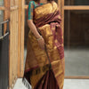 Energetic Brown Soft Silk Saree With Innovative Blouse Piece