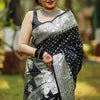 Mesmeric Black Soft Silk Saree With Breathtaking Blouse Piece