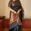 Unique Black Soft Silk Saree With Ideal Blouse Piece