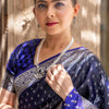 Mesmeric Navy Blue Soft Silk Saree With Comely Blouse Piece