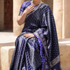 Mesmeric Navy Blue Soft Silk Saree With Comely Blouse Piece