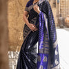 Mesmeric Navy Blue Soft Silk Saree With Comely Blouse Piece