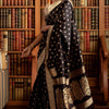 Glowing Black Soft Silk Saree With Admirable Blouse Piece