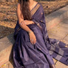 Divine Purple Soft Silk Saree With Brood Blouse Piece