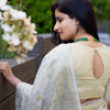 Designer Beige Cotton Silk Saree With Entrancing Blouse Piece