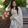 Designer Beige Cotton Silk Saree With Entrancing Blouse Piece