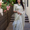 Designer Beige Cotton Silk Saree With Entrancing Blouse Piece