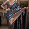Exquisite Blue Soft Silk Saree With Preferable Blouse Piece