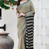 Ravishing Grey Cotton Silk Saree With Demanding Blouse Piece