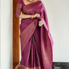 Improbable Purple Soft Silk Saree With Ravishing Blouse Piece