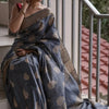 Snappy Grey Linen Silk Saree With Pulsating Blouse Piece