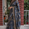 Snappy Grey Linen Silk Saree With Pulsating Blouse Piece