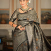 Sumptuous Black Soft Silk Saree With Imbrication Blouse Piece