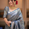 Desultory Blue Soft Silk Saree With Admirable Blouse Piece
