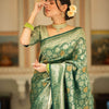 Prominent Green Soft Silk Saree With Captivating Blouse Piece
