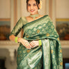 Prominent Green Soft Silk Saree With Captivating Blouse Piece