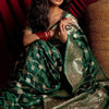 Ravishing Dark Green Soft Silk Saree With Girlish Blouse Piece