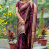 Bewitching Wine Soft Silk Saree With Fugacious Blouse Piece