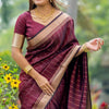 Bewitching Wine Soft Silk Saree With Fugacious Blouse Piece