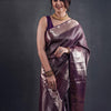 Evanescent Purple Soft Silk Saree With Brood Blouse Piece