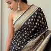 Embrocation Black Soft Silk Saree With Incredible Blouse Piece