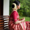 Panoply Red Soft Silk Saree With Dissemble Blouse Piece