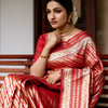 Panoply Red Soft Silk Saree With Dissemble Blouse Piece