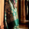 Mesmerising Dark Green Soft Silk Saree With Elegant Blouse Piece