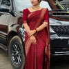 Lovely Wine Soft Silk Saree With Outstanding Blouse Piece