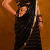 Sensational Black Soft Silk Saree With Precious Blouse Piece