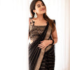 Sensational Black Soft Silk Saree With Precious Blouse Piece