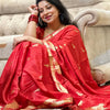 Prodigal Red Soft Silk Saree With Energetic Blouse Piece