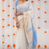 Resonant Beige Cotton Silk Saree With Gossamer Blouse Piece