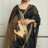 Imaginative Black Cotton Silk Saree With Desirable Blouse Piece