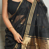 Imaginative Black Cotton Silk Saree With Desirable Blouse Piece
