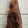 Embellished Brown Cotton Silk Saree With Felicitous Blouse Piece