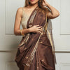 Embellished Brown Cotton Silk Saree With Felicitous Blouse Piece
