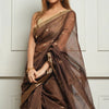 Embellished Brown Cotton Silk Saree With Felicitous Blouse Piece