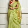 Deserving Pista Cotton Silk Saree With Demesne Blouse Piece