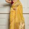 Ravishing Yellow Cotton Silk Saree With Marvellous Blouse Piece