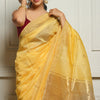 Ravishing Yellow Cotton Silk Saree With Marvellous Blouse Piece