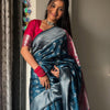 Wonderful Teal Blue Soft Silk Saree With Luminous Blouse Piece