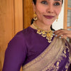Capricious Purple Soft Silk Saree With Alluring Blouse Piece